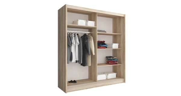 Skříň CONCINNA typ 2 se zrcadlovými pruhy 180 cm, bílá