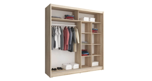 Skříň CONCINNA typ 2 se zrcadlovými pruhy 200 cm, dub sonoma 