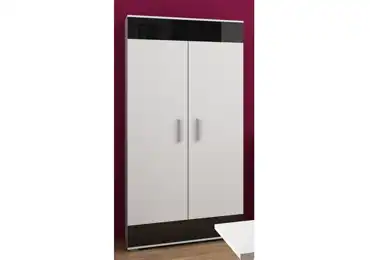 Skříň DAMARA, bílá/černý lesk