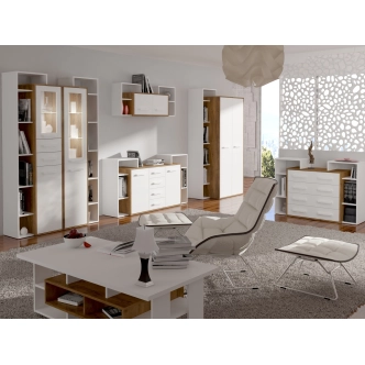 Skříň DORINDA 2D levá, dub burgundský/bílá, 5 let záruka