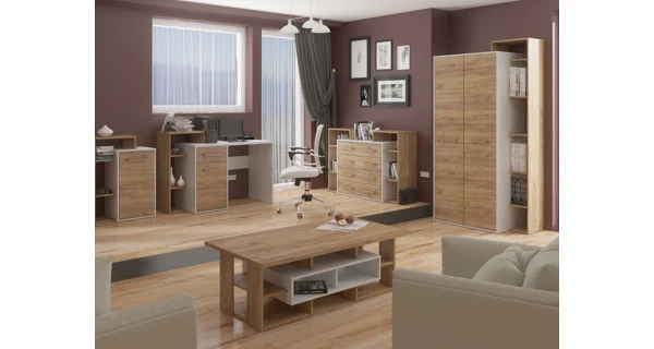 Skříň DORINDA 2D pravá, craft bílý/craft zlatý, 5 let záruka