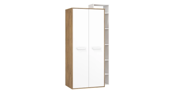 Skříň DORINDA 2D pravá, dub burgundský/bílá, 5 let záruka