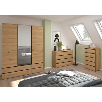 Skříň DYMAS 3D4S se zrcadlem, dub artisan