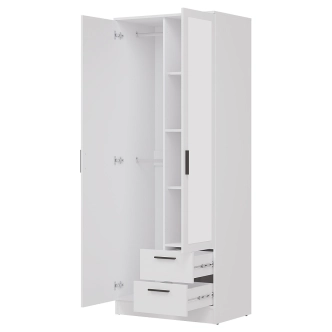 Skříň ECCE 2D2S se zrcadlem, bílý mat