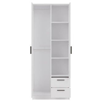 Skříň ECCE 2D2S se zrcadlem, bílý mat