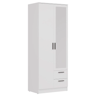 Skříň ECCE 2D2S se zrcadlem, bílý mat