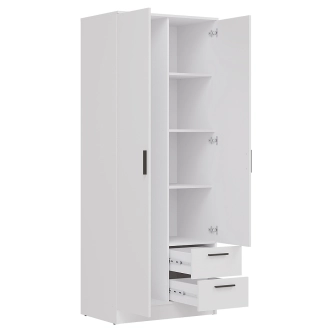 Skříň ECCE 2D2S se zrcadlem, bílý mat