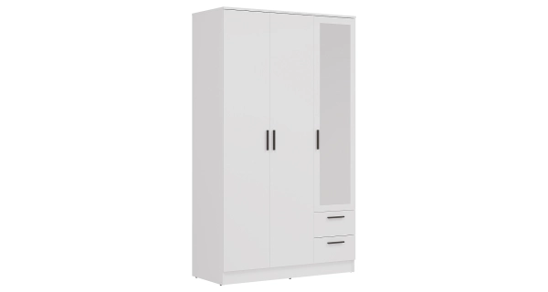 Skříň ECCE 3D2S se zrcadlem, bílý mat