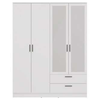 Skříň ECCE 4D2S se zrcadlem, bílý mat