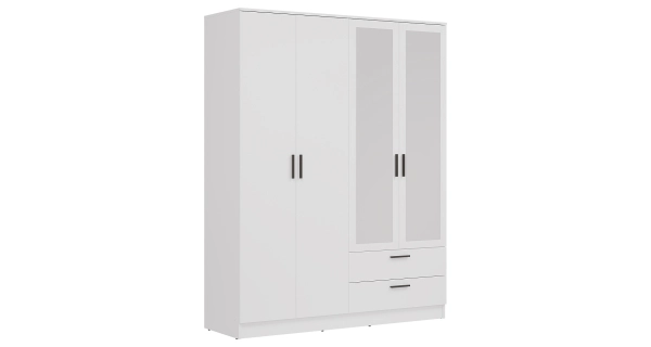 Skříň ECCE 4D2S se zrcadlem, bílý mat