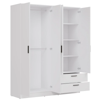 Skříň ECCE 4D2S se zrcadlem, bílý mat