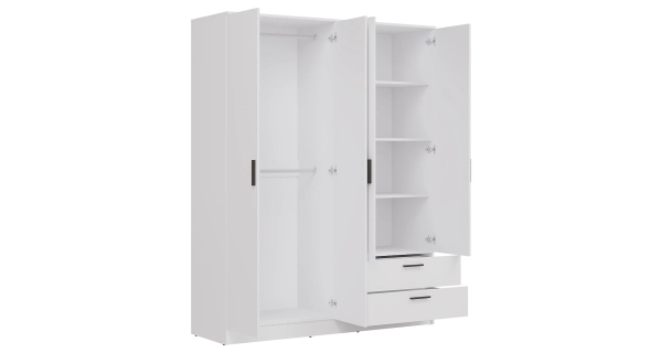 Skříň ECCE 4D2S se zrcadlem, bílý mat