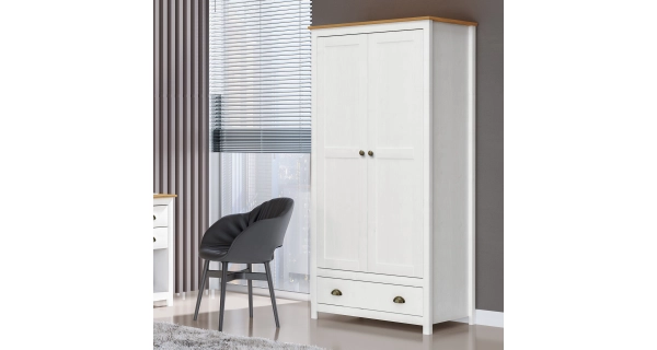 Skříň FEMI 2D, bílá/hnědá