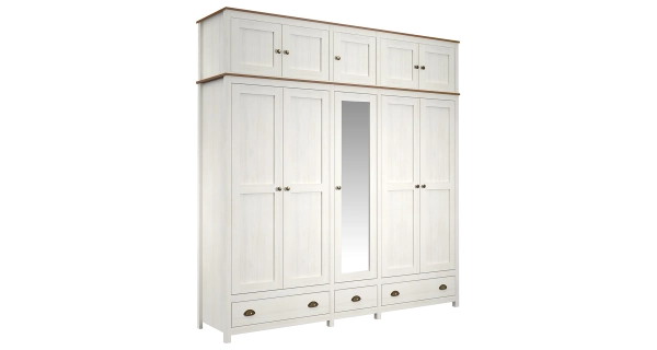 Skříň FEMI 5D, bílá/hnědá