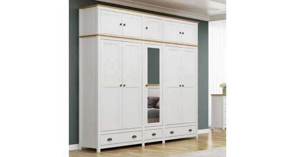 Skříň FEMI 5D, bílá/hnědá