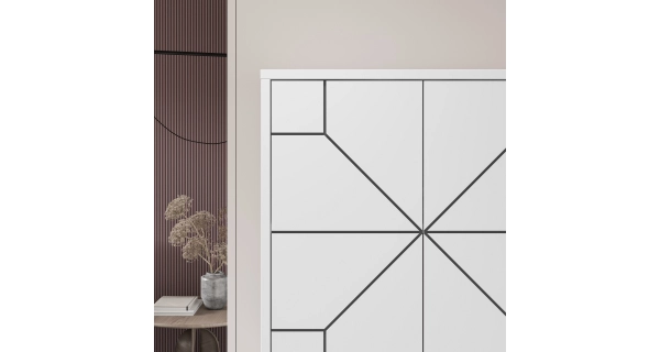 Skříň FENLAN se 4 dvířky, bílá