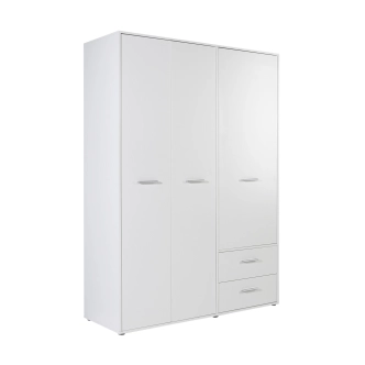 Skříň FERRIAS se 2 šuplíky, šatní tyčí a policemi, bílá, 5 let záruka