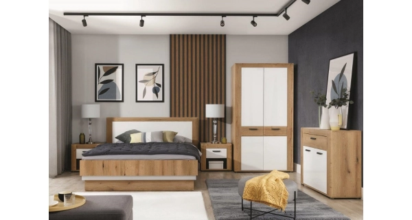 Skříň FILIPPOPOLI 2D, dub evoke/bílá alpský lesk