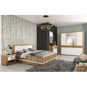 Skříň FILIPPOPOLI 4D, dub evoke/bílá alpský lesk