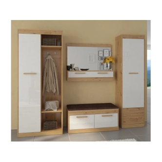 Skříň GATTON 1D2S, dub artisan/bílý lesk, 5 let záruka