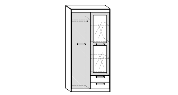 Skříň GATTON 2D2S, dub artisan/bílý lesk, 5 let záruka