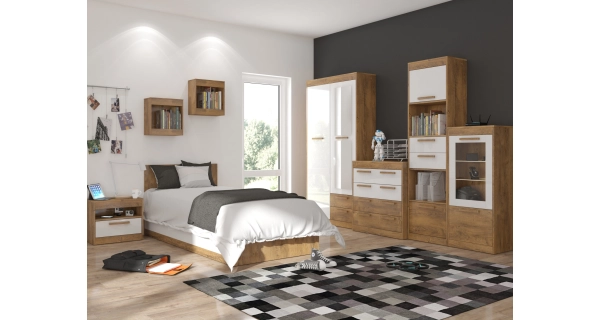 Skříň GATTON 2D2S, dub burgundský/bílý lesk, 5 let záruka