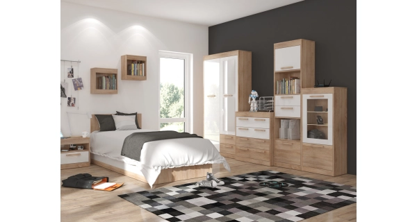 Skříň GATTON 2D2S, dub sonoma/bílý lesk, 5 let záruka