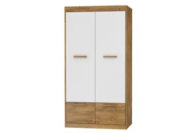 Skříň GATTON 4D, dub burgundský/bílý lesk