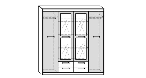 Skříň GATTON 4D4S, dub artisan/bílý lesk
