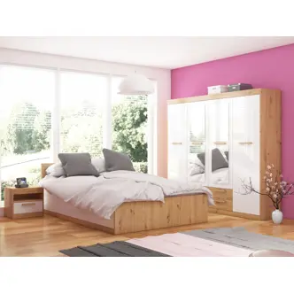 Skříň GATTON 4D4S, dub artisan/bílý lesk