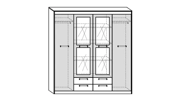 Skříň GATTON 4D4S, dub burgundský/bílý lesk, 5 let záruka