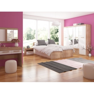 Skříň GATTON 4D4S, dub sonoma/bílý lesk, 5 let záruka