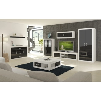 Skříň GOUDINI 2D, bílá/černý lesk, 5 let záruka