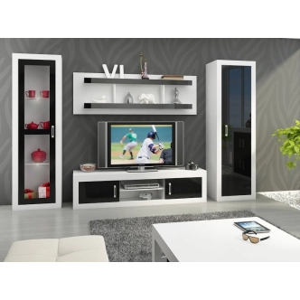 Skříň GOUDINI, bílá/černý lesk, 5 let záruka