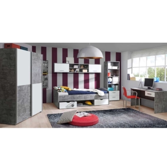 Skříň HAMZA, beton/bílá, 5 let záruka