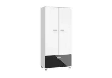 Skříň KEATING, bílá/černý lesk