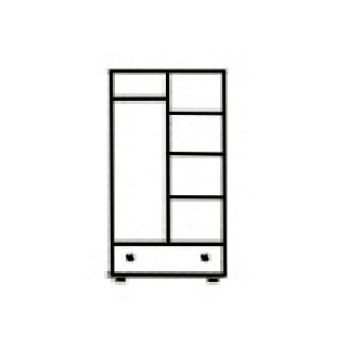 Skříň kombinovaná 2D BHAGIRA 1, šíře 80 cm, masiv borovice, moření: olše