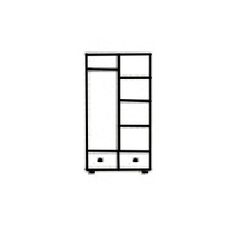 Skříň kombinovaná 2D BHAGIRA 5, šíře 80 cm, masiv borovice, moření: ořech