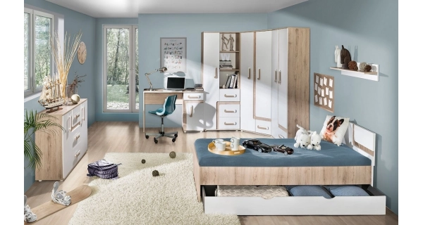 Skříň kombinovaná ORAKI IV, dub jasný/bílá