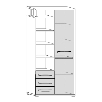 Skříň LEHUA 1D3S, dub sonoma/bílý lesk