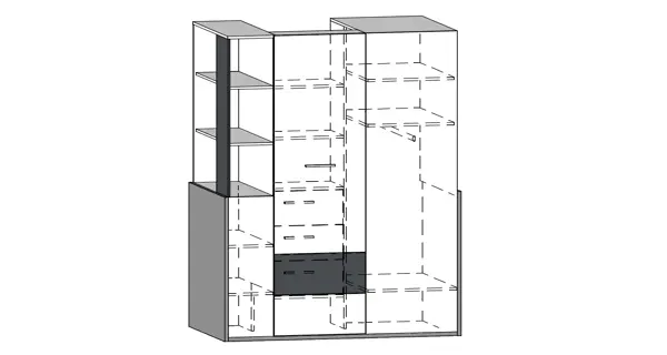 Skříň LEPON 155, dub artisan/bílá/fialová