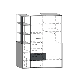 Skříň LEPON 155, dub artisan/bílá/grafit, 5 let záruka