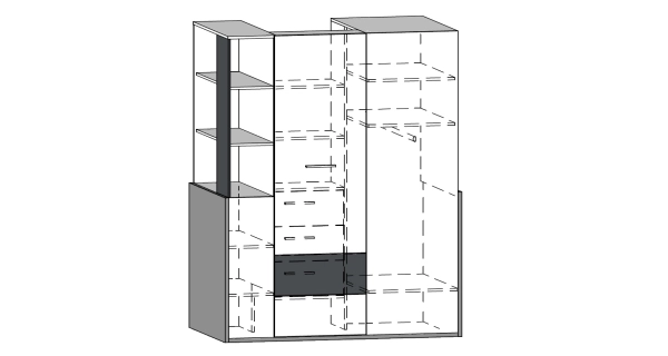 Skříň LEPON 155, dub artisan/bílá/grafit, 5 let záruka