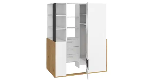 Skříň LEPON 155, dub artisan/bílá/grafit