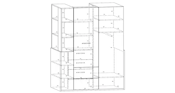 Skříň LEPON 155, dub artisan/bílá/grafit