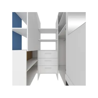 Skříň LEPON 155, dub artisan/bílá/modrá