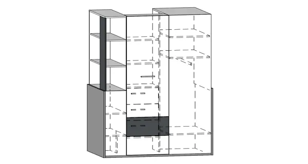 Skříň LEPON 155, dub artisan/bílá/modrá