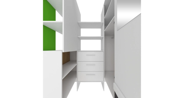 Skříň LEPON 155, dub artisan/bílá/zelená, 5 let záruka