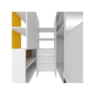 Skříň LEPON 155, dub artisan/bílá/žlutá