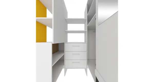 Skříň LEPON 155, dub artisan/bílá/žlutá